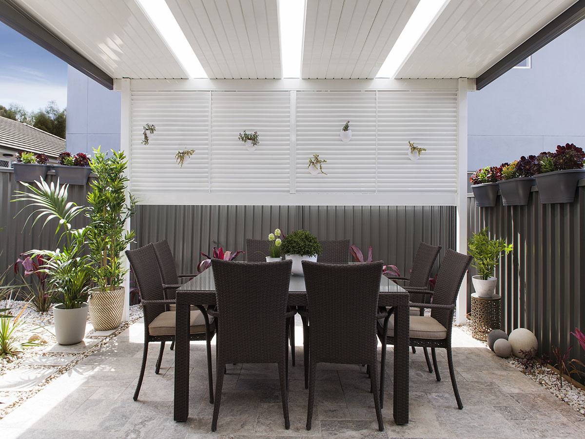 Patio with skylight panels