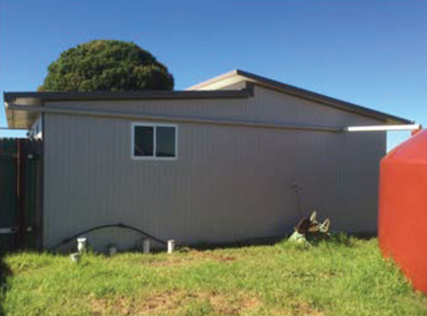 Side view of insulated modular kit home
