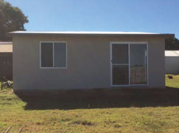 rear view of insulated panel kit home