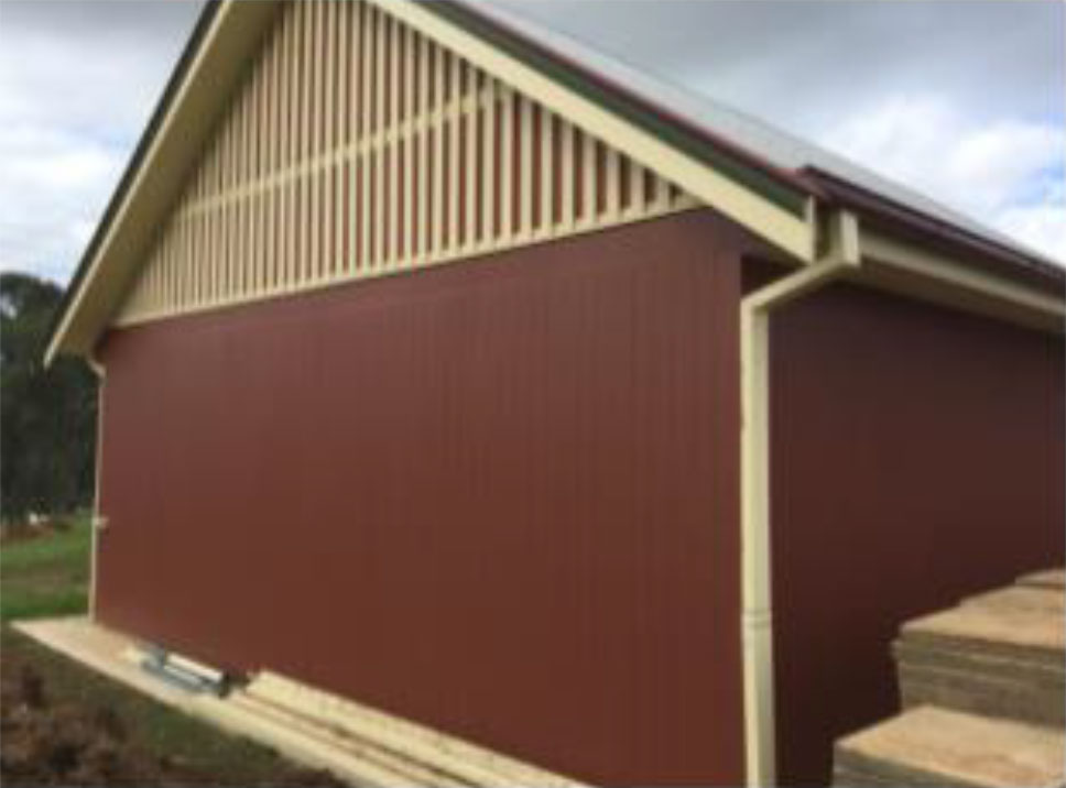 Rear view of insulated panel garage